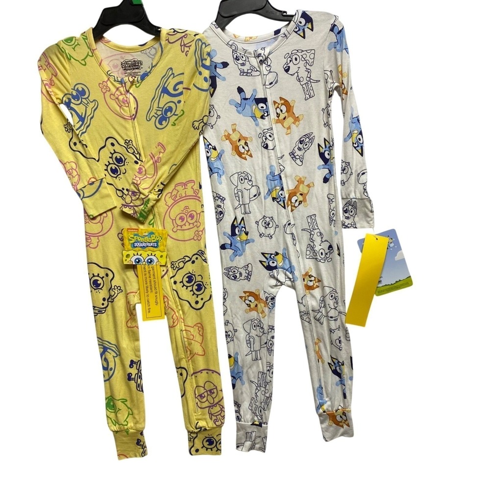 Bluey and SpongeBob SquarePants Baby Pajamas Bundle 2 Pack Sleepers 18MOS NWT - Picture 6 of 7